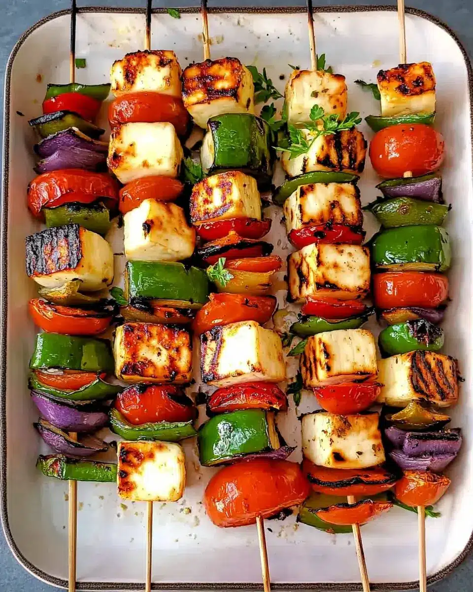 Grilled Halloumi and Vegetable Skewers are a must-try! - Fitandhealthier 2 Brochettes de halloumi et légumes grillés