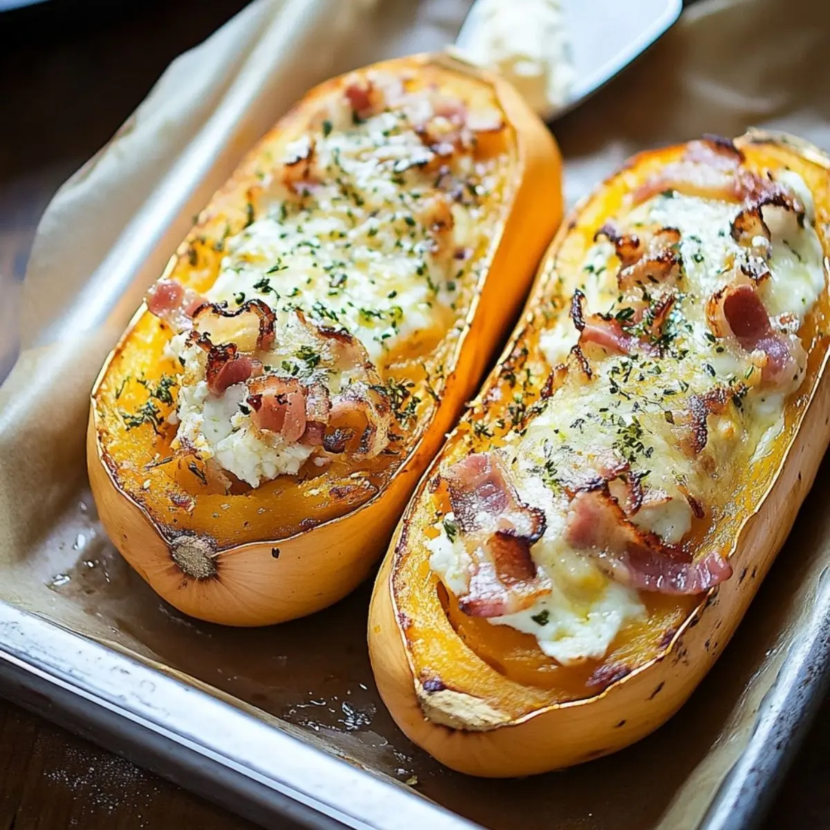 Butternut Farcie Aux Lardons Et Au Chèvre 2 Butternut farci aux lardons et au chèvre