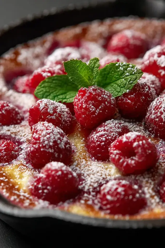 Clafoutis aux framboises, sucre glace : une douceur facile à préparer