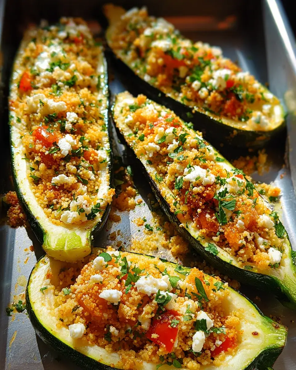 Courgettes farcies au couscous et feta