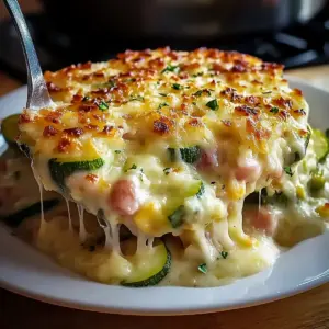 Gratin courgettes jambon riz