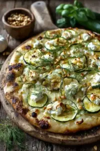 Pizza Maison Courgettes, Chèvre et Pignons de Pin