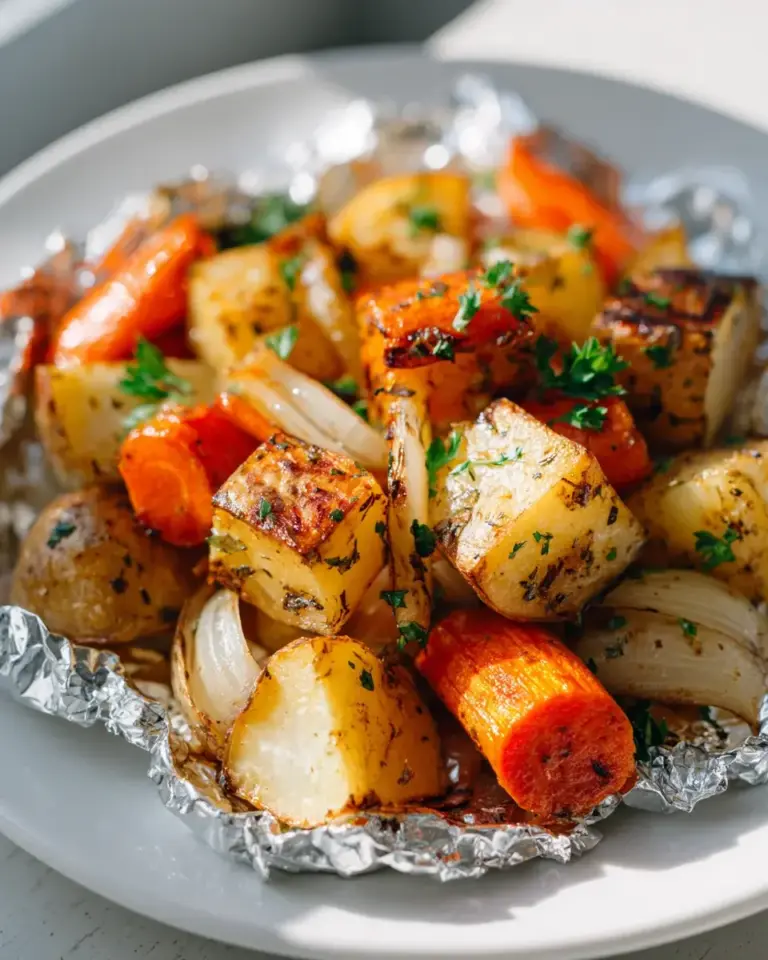 Grilled Potatoes, Carrots, and Onions in Foil