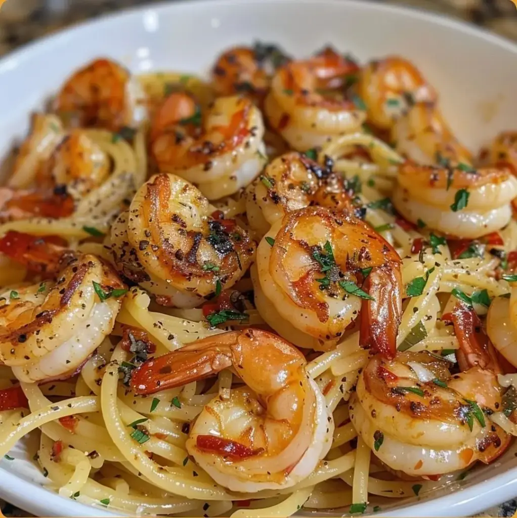 Pâtes aux Crevettes à l’Ail