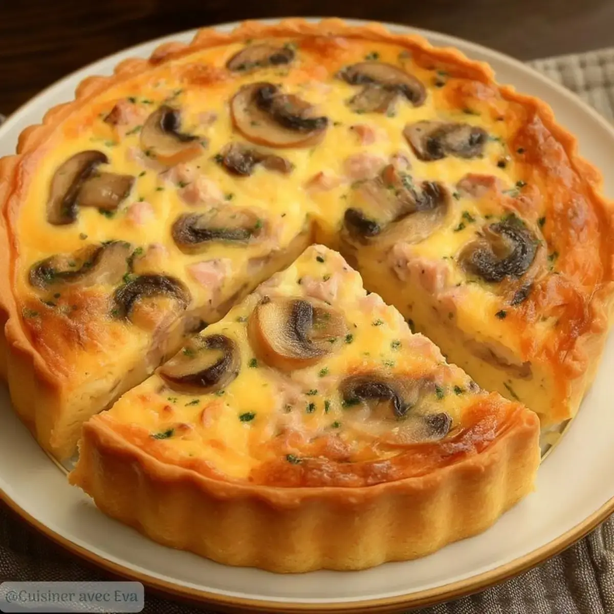 Quiche sans pyte au thon et champignons