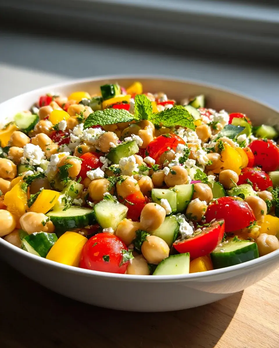 Salade Myditerranyenne de Pois Chiches y la Vinaigrette Citron