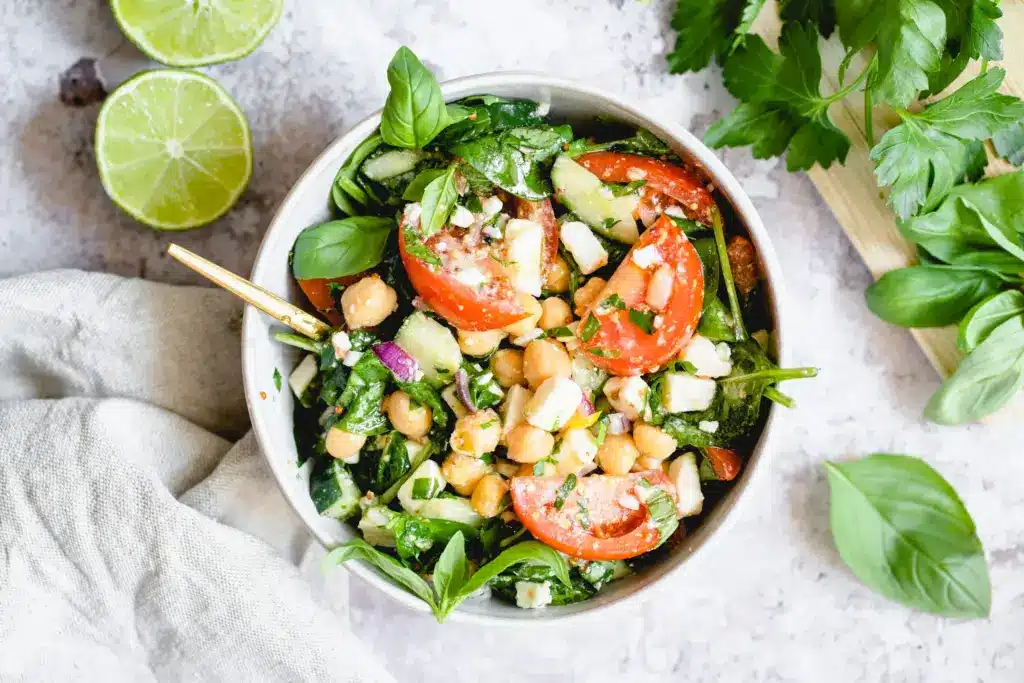 Salade de Pois Chiche et Pousse d'Épinards