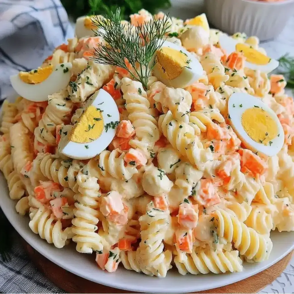 Salade de Pâtes au Surimi et Œufs Durs: un délice express à découvrir ! –