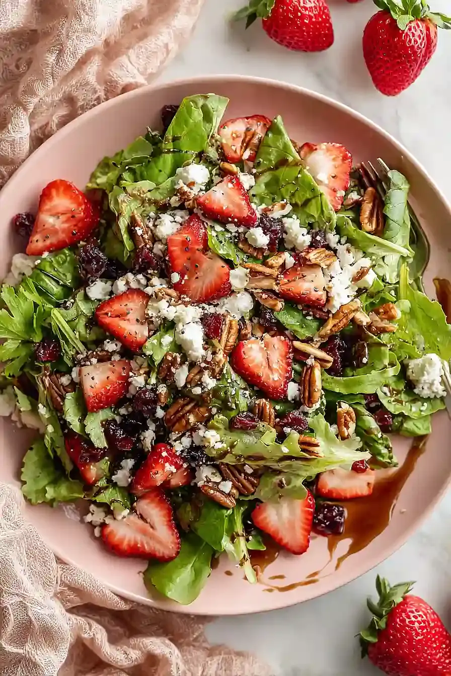 30-Minute Strawberry Spring Salad - thegirlskitchen 2 Salade de fraises printanière