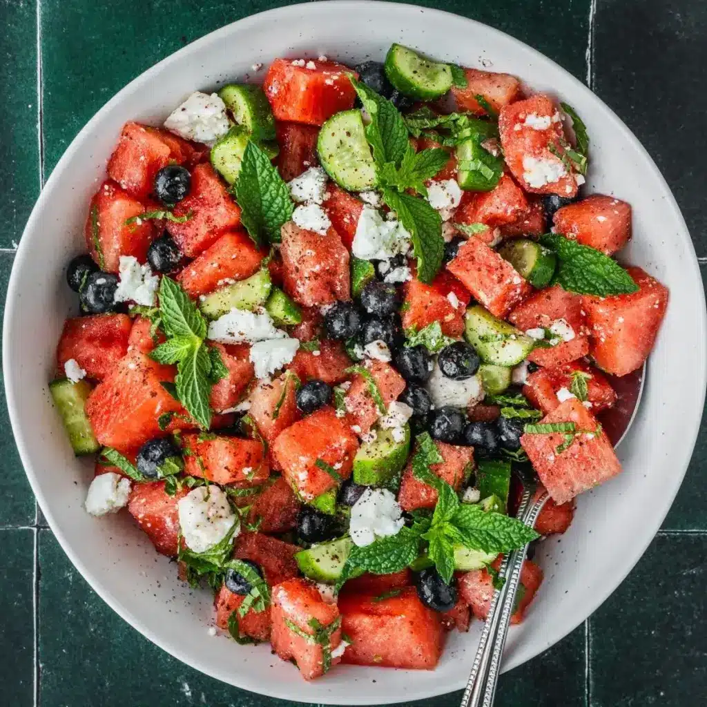Watermelon Cucumber Feta Salad