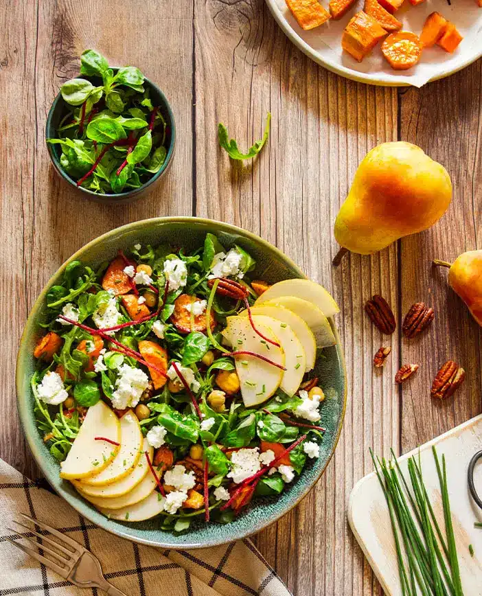 Salade de patates douces rôties et chèvre – Florette