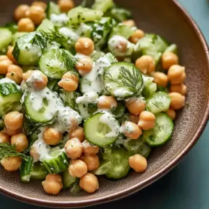 Salade crémeuse aux pois chiches et concombres