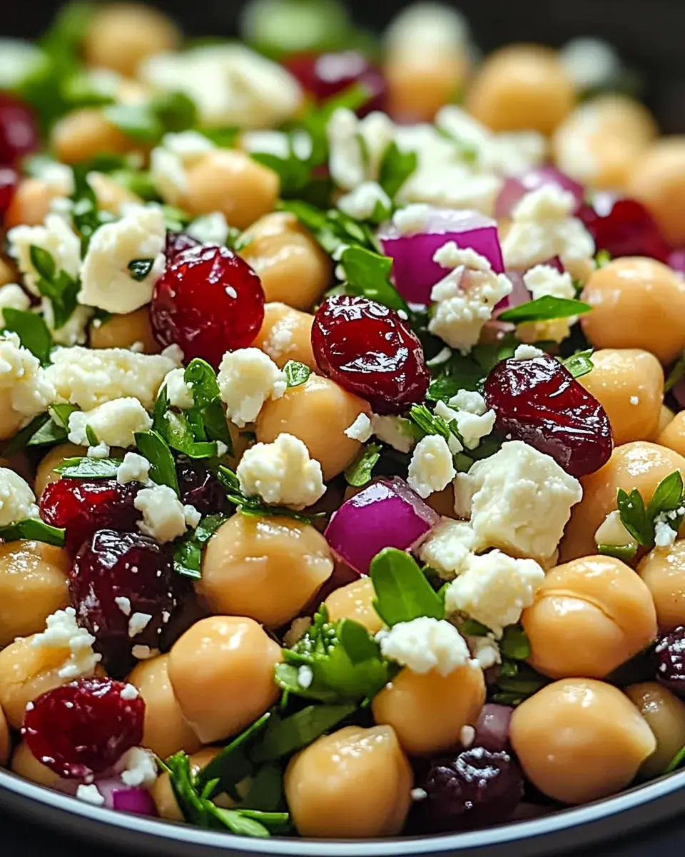 Feta & Cranberry Chickpeas with Lemon Vinaigrette - The Perfect Salad Delight 2 Salade de pois chiches feta canneberges