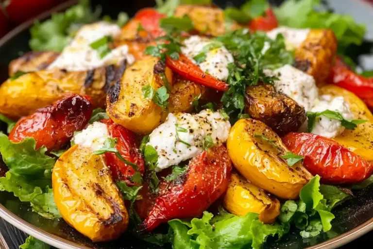 Salade de poivrons grillés à la burrata – Recettes de Luxe