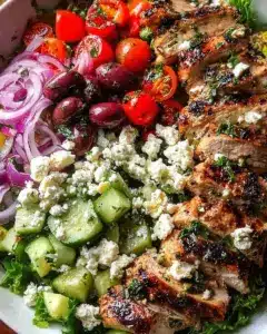 Salade de poulet grillée méditerranéenne acidulée