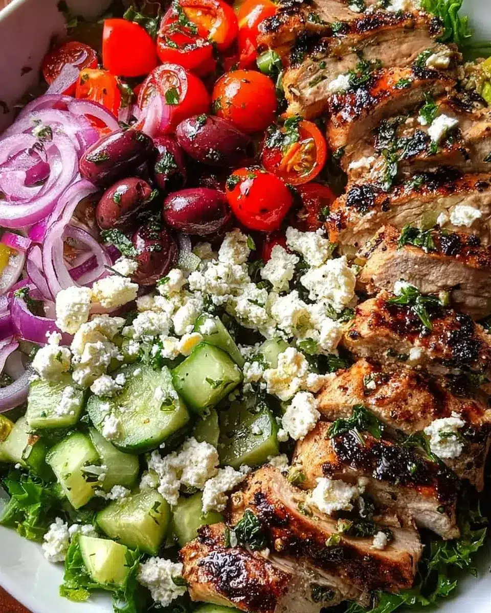 Salade de poulet grillye myditerranyenne