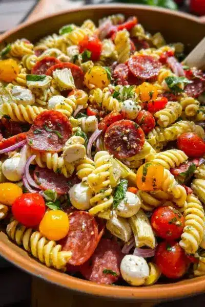 Salade de pâtes antipasto italienne facile
