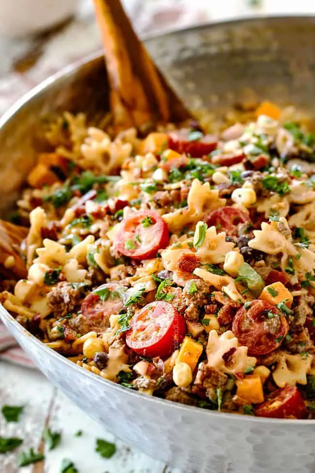 Cowboy Pasta Salad with the BEST Dressing!