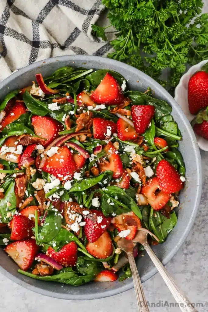 Strawberry Spinach Salad with Feta and Bacon
