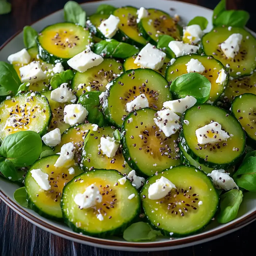 Salade kiwi-concombre au tahini, feta et zaatar : Un délice rafraîchissant