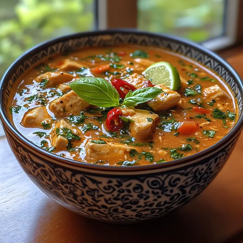 Soupe Thaï au Poulet, Basilic et Citron Vert