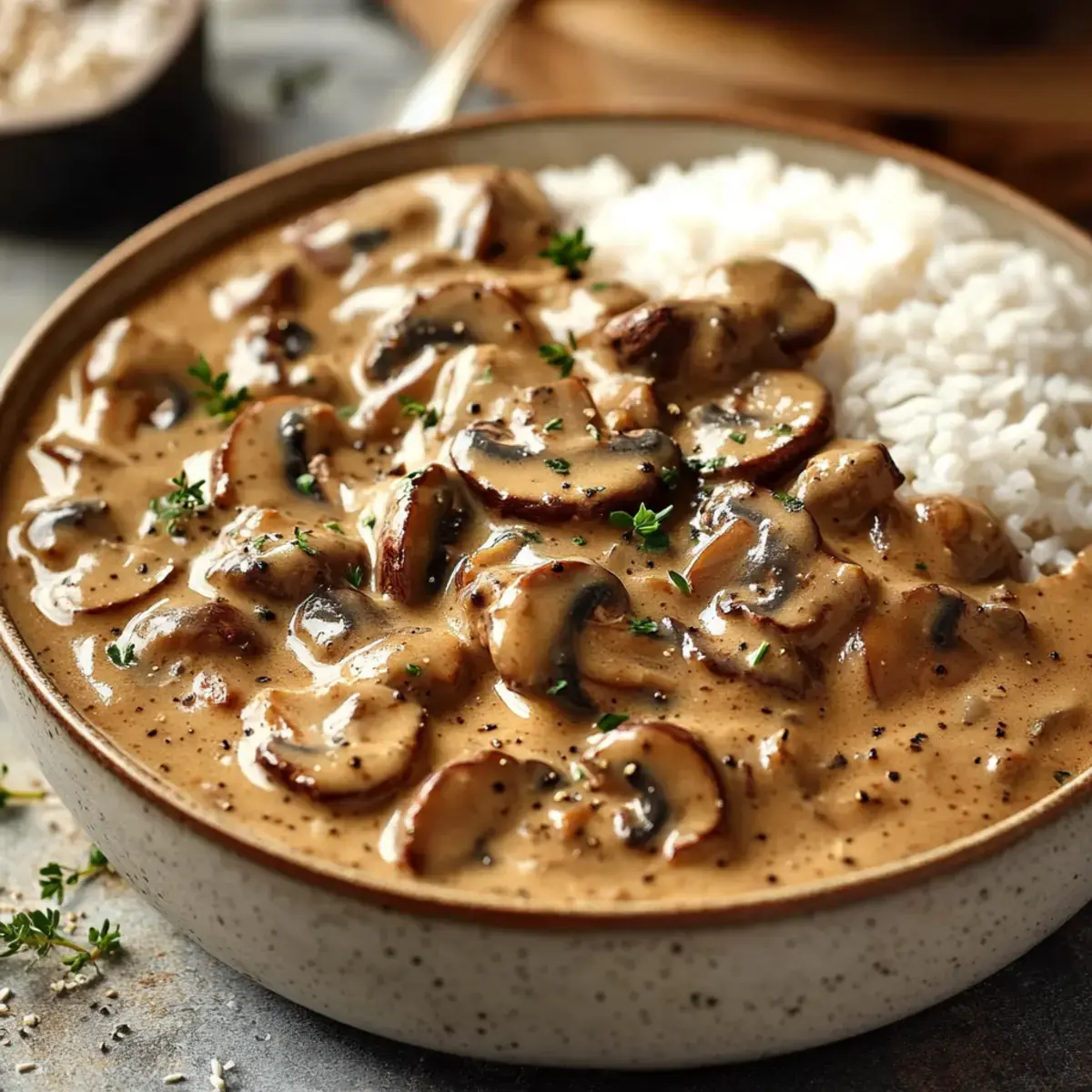 Stroganoff de Champignons & Riz Complet : Un Confort Réconfortant - 2 Stroganoff de champignons