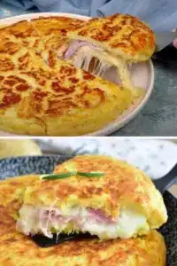 Tarte aux pommes de terre, mozzarella et jambon