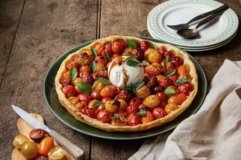 Tarte aux Tomates Cerises et Burrata : Casserole et Chocolat