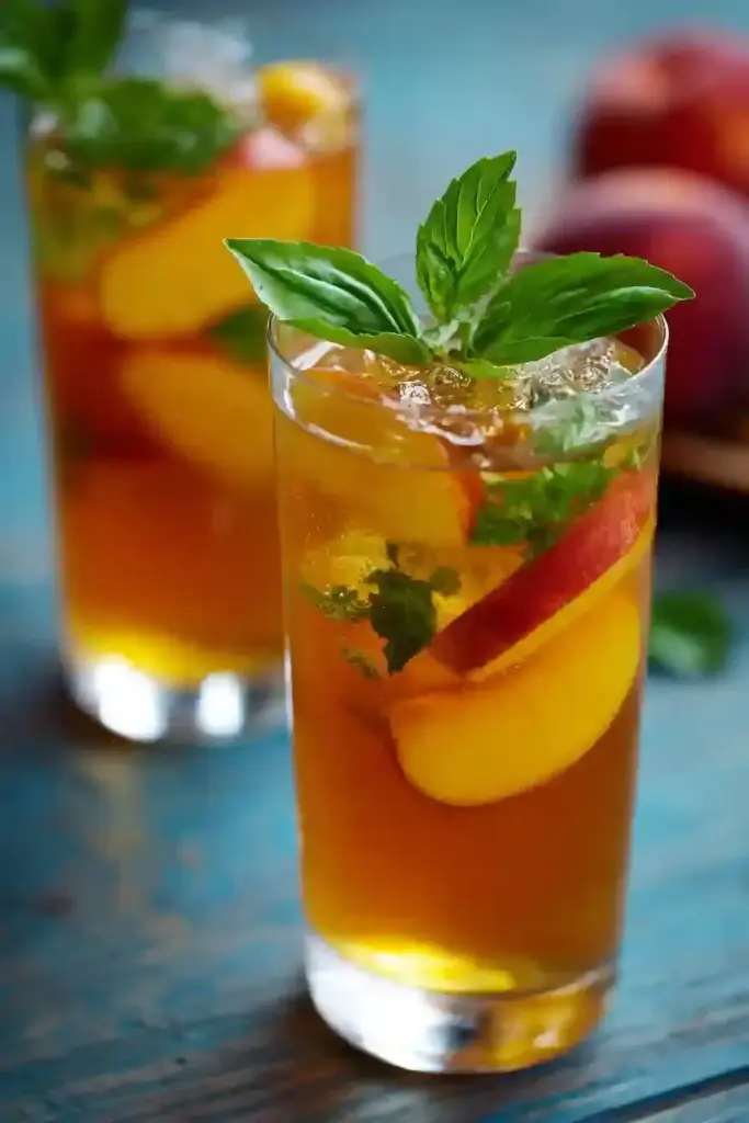 Refreshez-vous avec un Thé Vert Glacé Pêche et Basilic maison