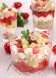 Verrine Fraîcheur Concombre-Feta-Tomate et Thon