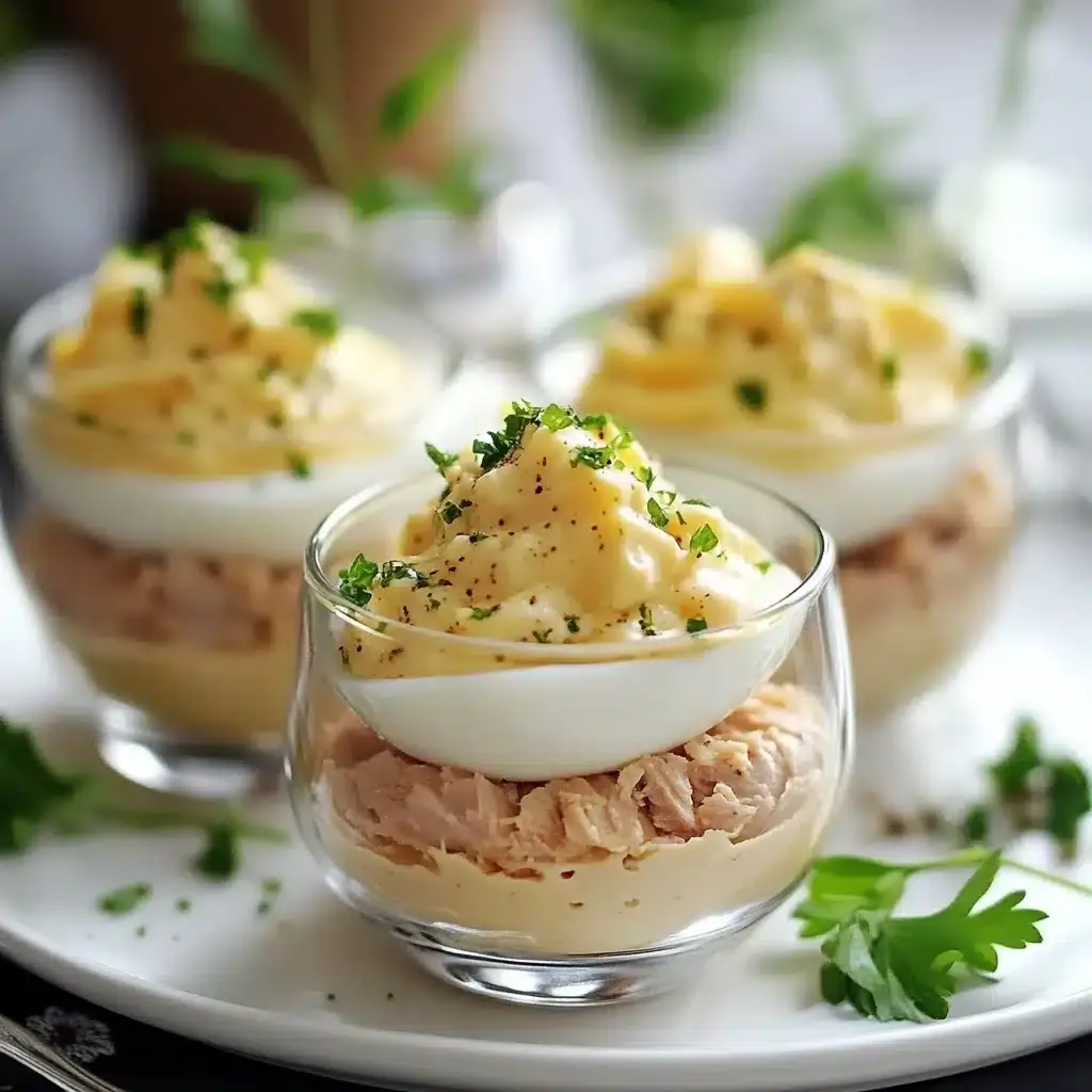 Verrines Thon aux Œufs Mimosa et Mayonnaise 2 Verrines thon œufs mimosa