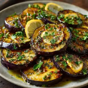 Aubergine rôtie au citron et à l’ail