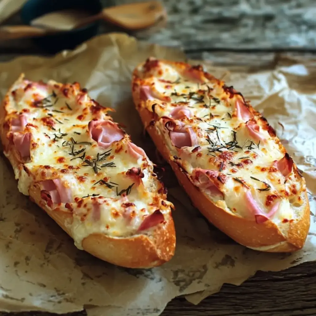 Recette de Baguette Gratinée à la Crème, au Fromage et au Jambon