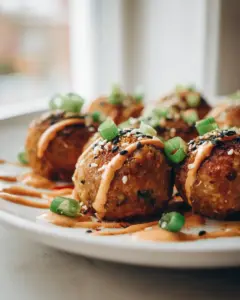 Boulettes BBQ coréennes vegan avec mayo épicée délicieuse