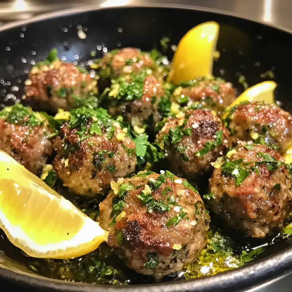 Boulettes aux herbes et sauce citron basilic 2 boulettes aux herbes sauce citron basilic