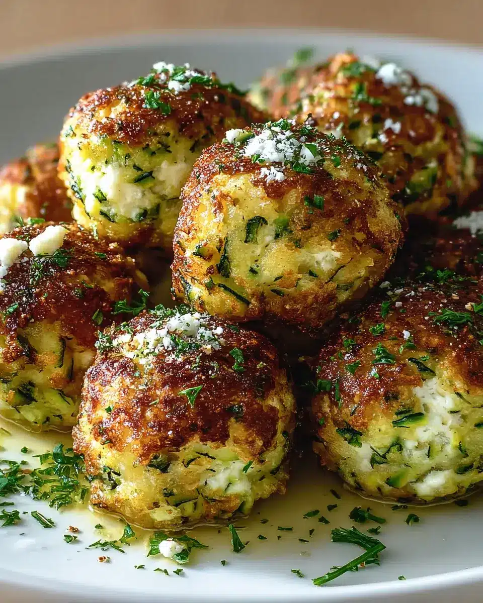 Knusprige Zucchini Feta Bällchen aus dem Ofen – lecker & gesund! - dishgenuss.de 2 boulettes de courgettes feta