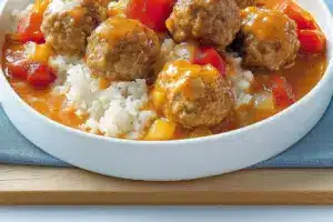 Boulettes de porc à la sauce chili et moutarde de Dijon