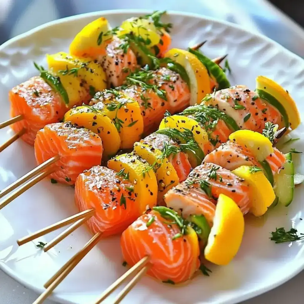 Savourez des Brochettes de Saumon Marinée au Citron et aux Herbes