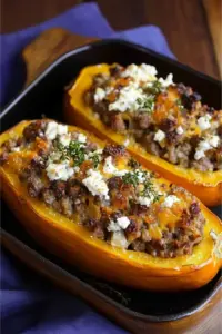 Butternut Farcie à la Feta et Saucisse