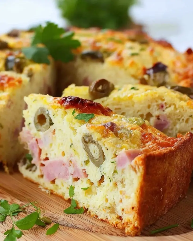 Cake au jambon, gruyère et olives
