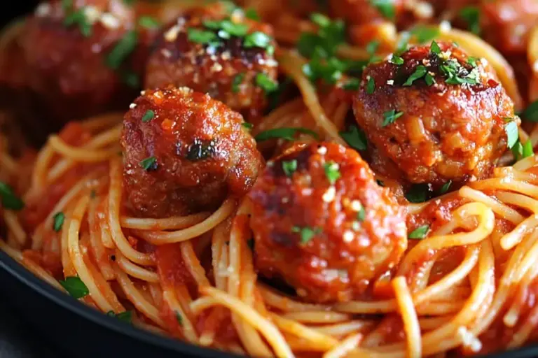 Casserole de Spaghetti et Boulettes de Viande