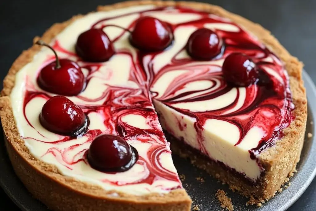 Cheesecake marbré aux cerises 2 cheesecake marbré aux cerises