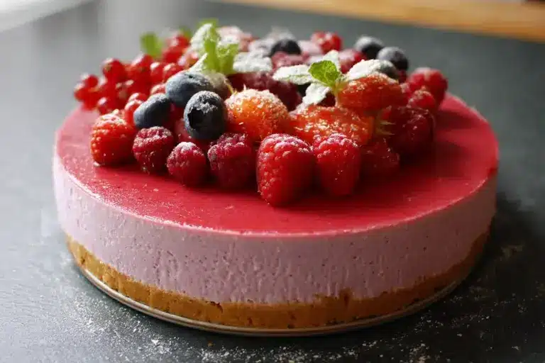 Cheesecake sans cuisson aux fruits rouges : fraîcheur, simplicité et plaisir garanti