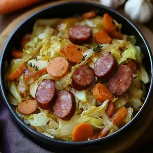 Chou braisé aux saucisses fumées
