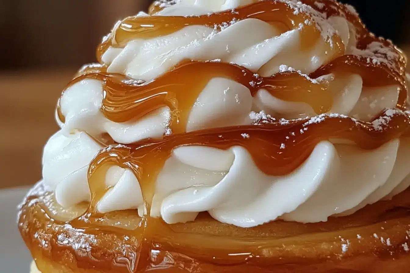 Choux crème diplomate et sauce caramel 2 choux à la crème diplomate