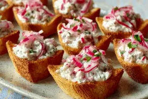 Corolles de pain de mie à la tartinade de radis frais