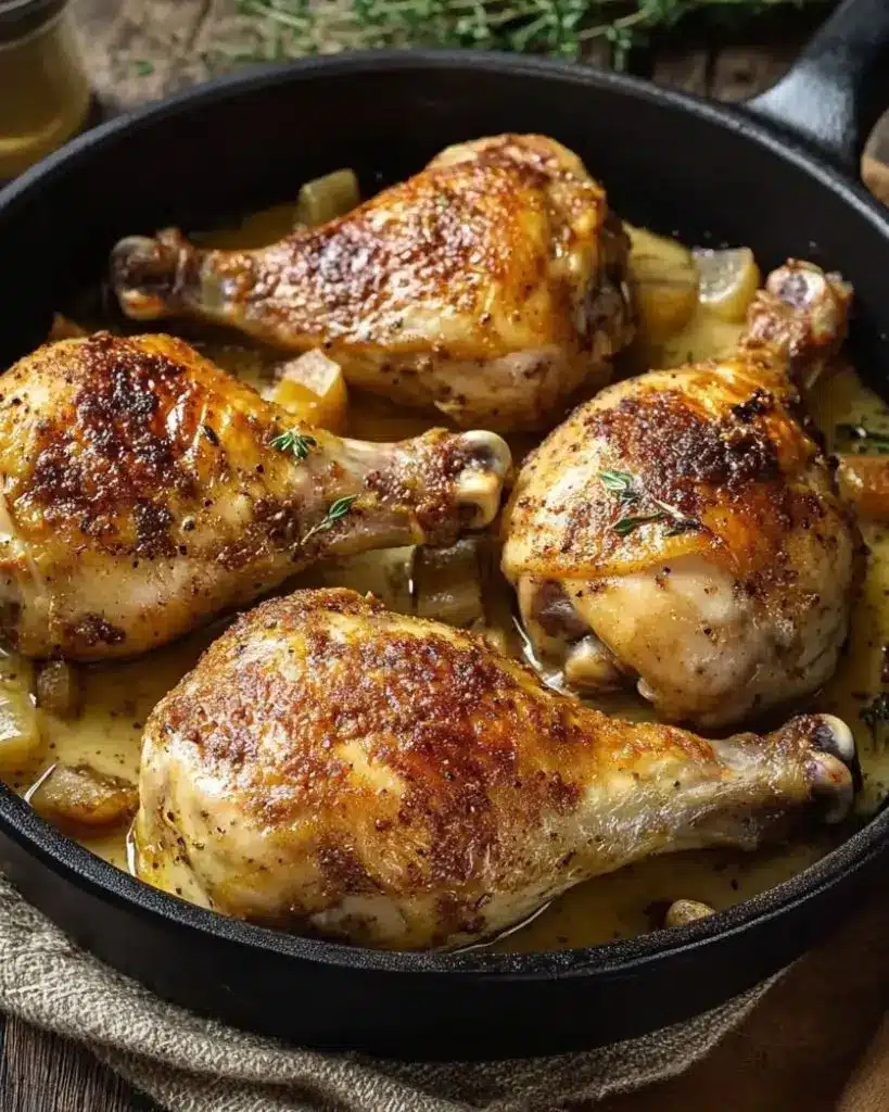 Cuisses de poulet à la crème à la poêle