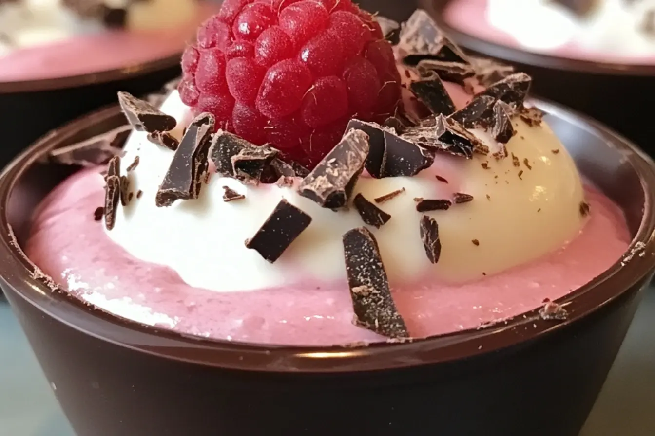 cups chocolat mousse framboises