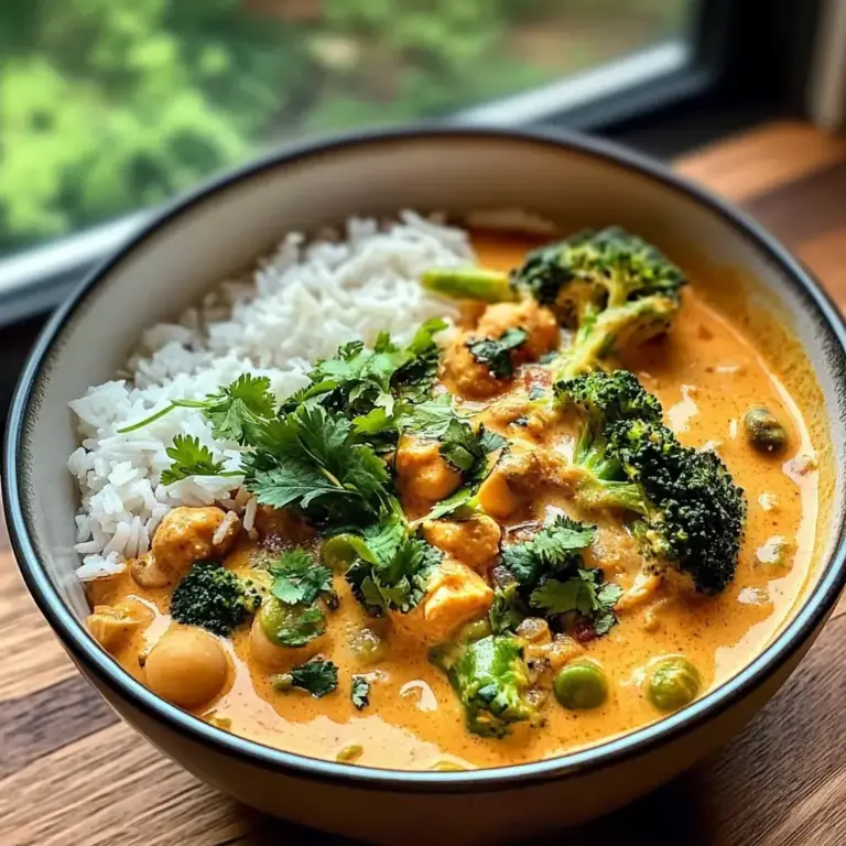 Curry de Brocoli, Pois Chiches et Champignons au Lait de Coco 
