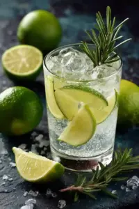 Eau Pétillante Rafraîchissante au Citron Vert et Romarin